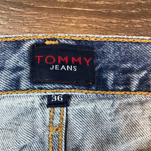 Tommy Jeans Mens Classic Y2K Vintage 2000s Blue Denim Faded Jean Shorts Size 36 - Picture 8 of 11